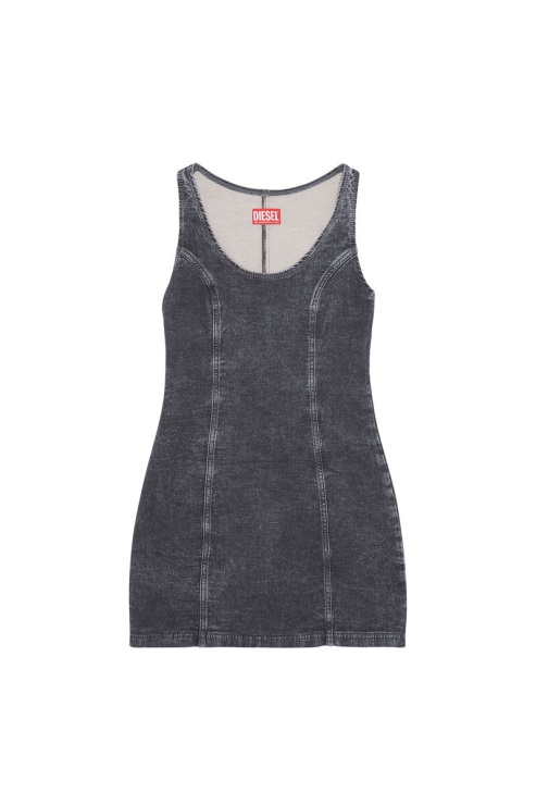 Robe Débardeur En Denim Diesel D-venus Track Noir/gris Foncé
