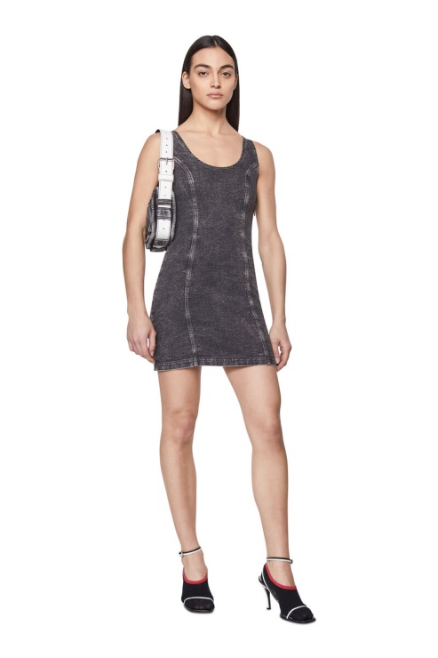 Robe Débardeur En Denim Diesel D-venus Track Noir/gris Foncé