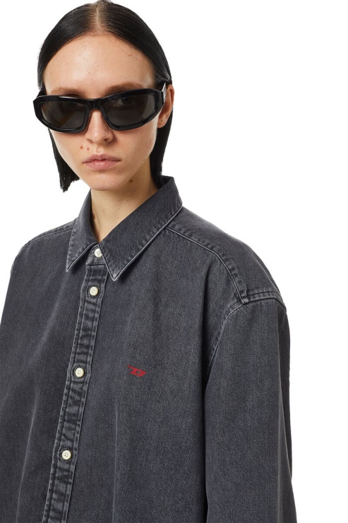 Robe Chemise Diesel De-blex Noir/gris Foncé