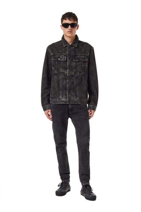 D-riley Trucker Jacket Diesel En Noir/gris Foncé