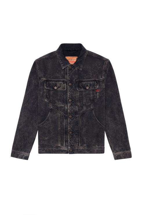 D-riley Trucker Jacket Diesel En Noir/gris Foncé