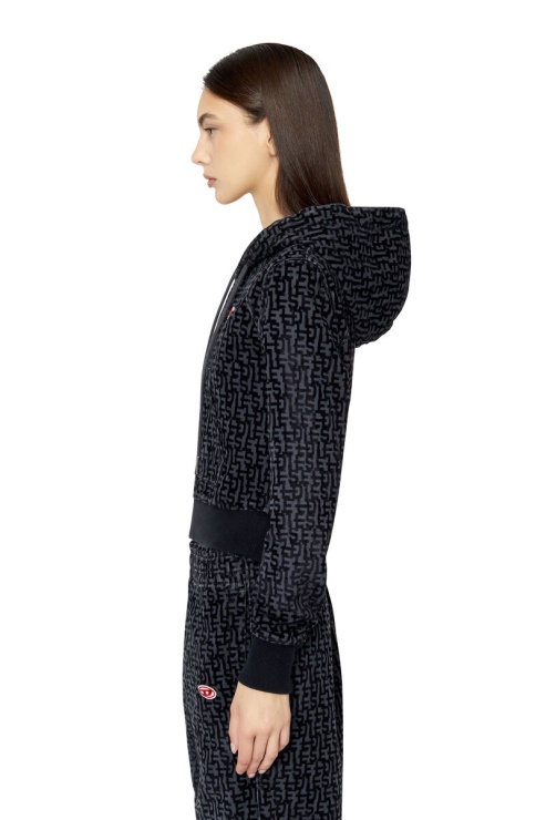 Sweat à Capuche Diesel D-angy Track En Denim Noir