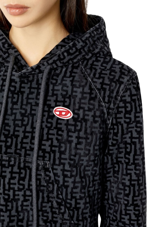 Sweat à Capuche Diesel D-angy Track En Denim Noir