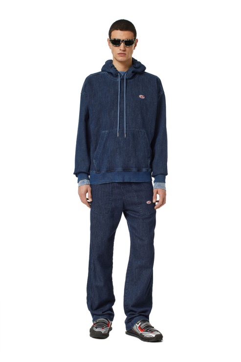 Diesel D-um-rib Track Denim Sweat à Capuche Bleu Foncé
