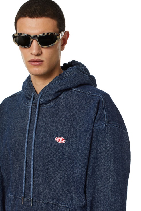 Diesel D-um-rib Track Denim Sweat à Capuche Bleu Foncé