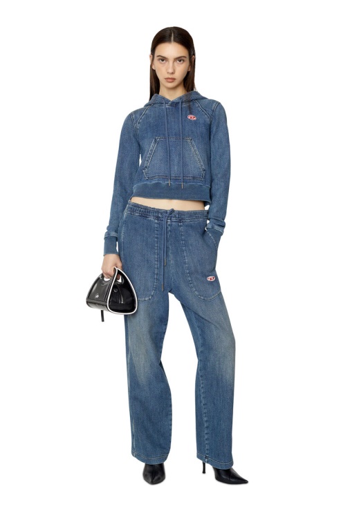 D-angy Track Denim Sweat à Capuche Bleu Diesel