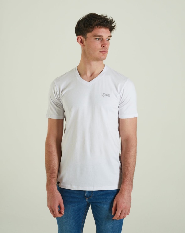 T-shirt Col V Basic Scott Blanc Optique Diesel