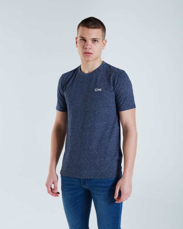 T-shirt Diesel Basique Col Rond Mat Bleu Insigne
