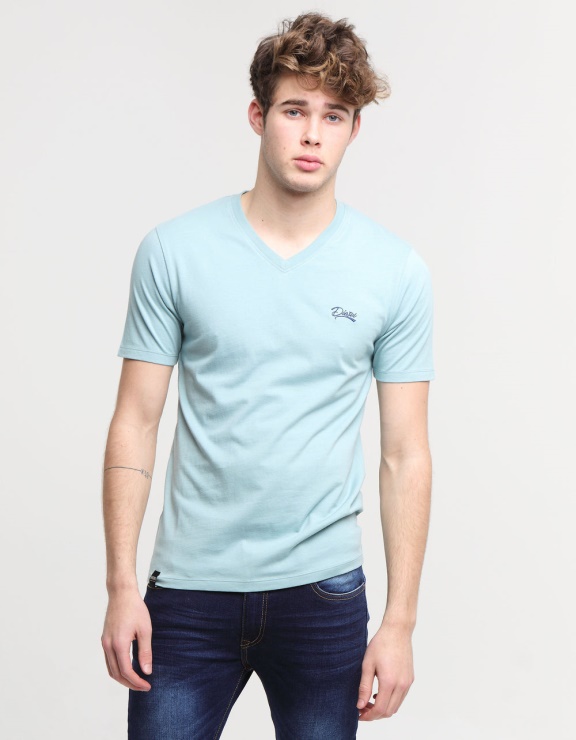 T-shirt Diesel Basic Scott à Col En V Bleu Mer égée