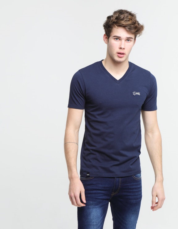 T-shirt Diesel Basic Scott à Col En V Marine Iris
