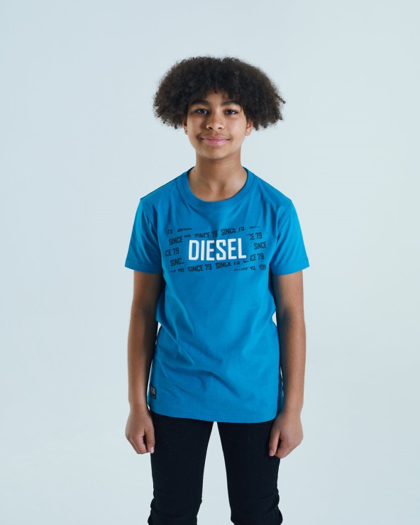 Tee Shirt Gordy Diesel Blanc Bleu Marine