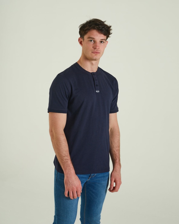 Diesel Kian Henley Blazer Bleu Marine Blanc