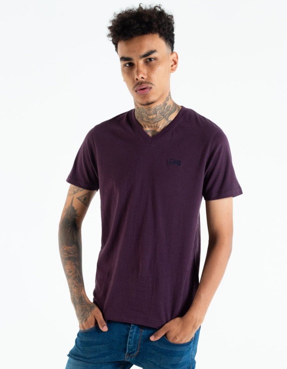 Diesel Basic Scott V Neck Tee Noir Cerise Bleu