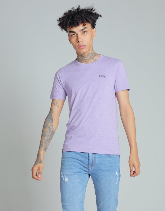T-shirt Diesel Basique Col Rond Mat Violet Brume Rouge