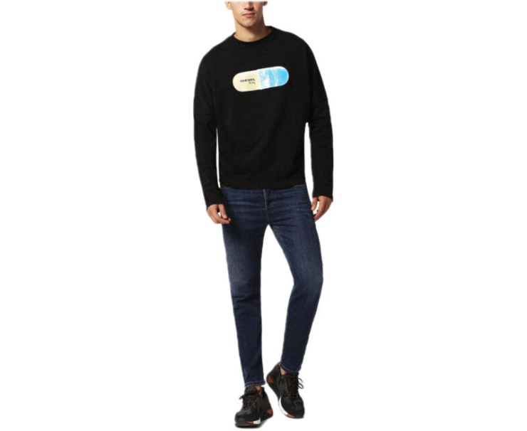 S Kalb Qa Felpa Pull Ras Du Cou Pull Homme Noir Sur Taille Pull Diesel