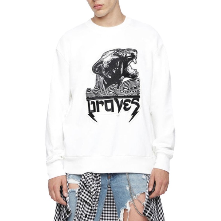 S Bay Wa Sweat Homme Col Rond Côtelé Pull Décontracté Pull Diesel