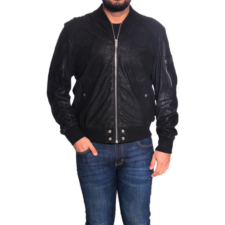 Diesel L Nikolai Blouson Aviateur Homme Cuir Café Racer Vêtements D'hiver Manteau Noir