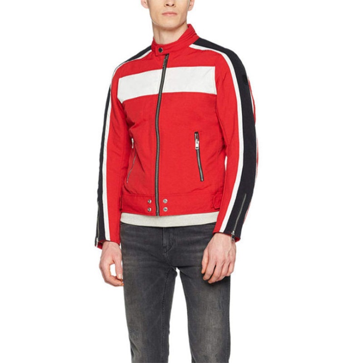 Diesel J Street Hommes Biker Vestes Slim été Outwear Bomber Casual Manteau Rouge