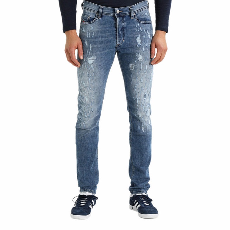 Diesel Tepphar 084qs Jean Bleu Denim Pour Homme Stretch Coupe Slim Carotte Denim Bleu