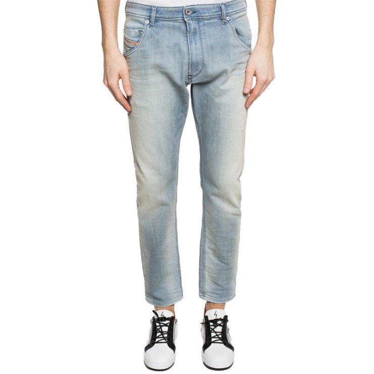 Diesel Krooley 087ab Denim Sweat Jogg Jeans Slim Fit Carrot Pant Délavé