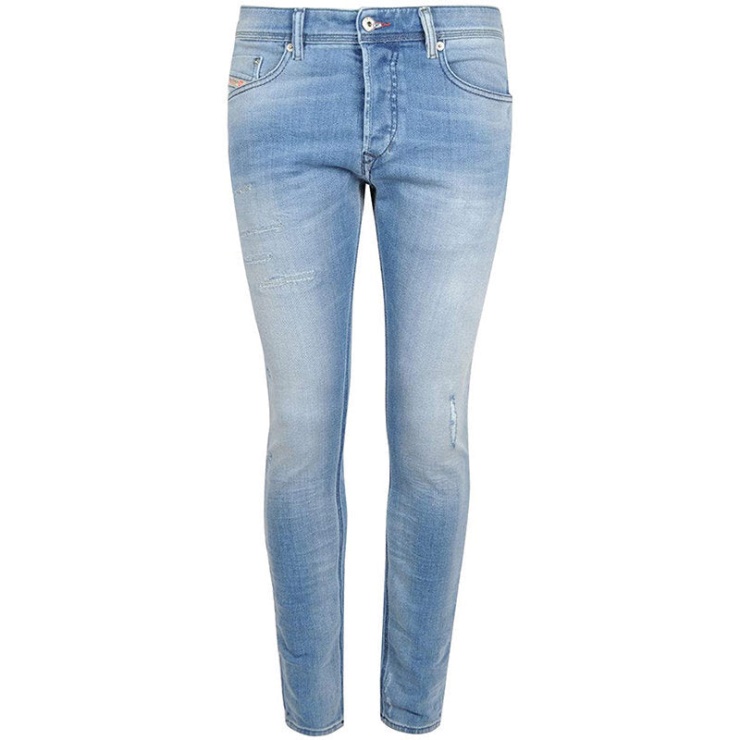 Tepphar 084gi Jeans En Denim Pour Hommes Coupe Slim Fuselée En Détresse Pantalon Décontracté Diesel