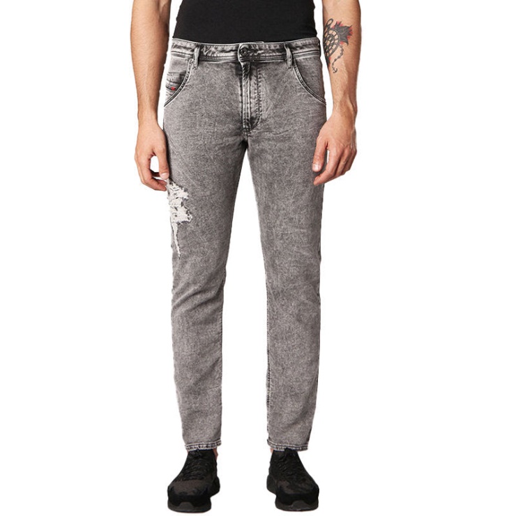 Diesel Krooley 0689d Jeans Pour Hommes Slim Fit Délavé Sweat Pantalon De Jogging Gris Clair