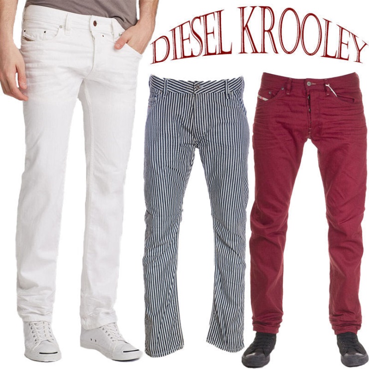 Diesel Krooley Jeans Pour Hommes Denim Coton Slim Coupe Carotte Pantalons Décontractés Pantalons