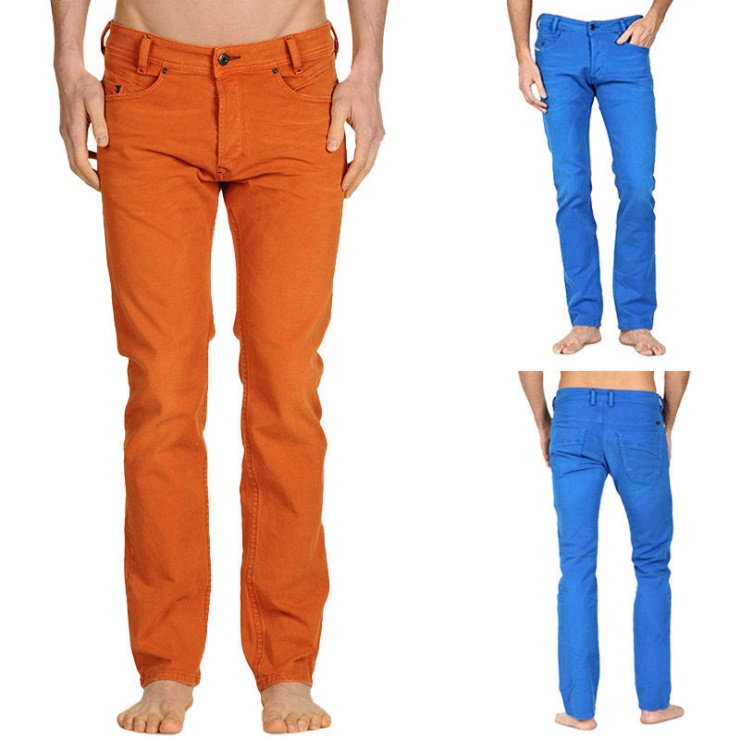 Iakop 0111d Jeans Pour Hommes Coupe Ajustée En Coton Stretch Décontracté Pantalon En Denim Diesel Blanc Cassé/bleu/blanc