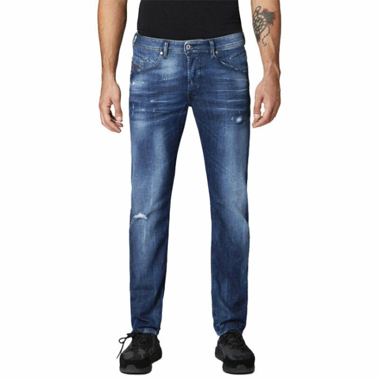 Diesel Belther 084mx Jeans En Denim Pour Hommes Stretch Regular Slim Tapered En Détresse