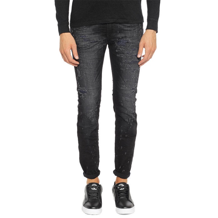Thommer 0683t Jeans En Denim Pour Hommes Slim Fit Dna Pantalon Noir En Détresse Diesel