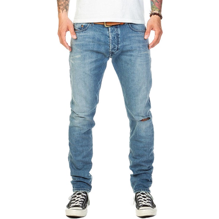 Tepphar 084vi Jeans En Denim Pour Hommes Coupe Slim Carotte Diesel En Détresse Sur Mesure
