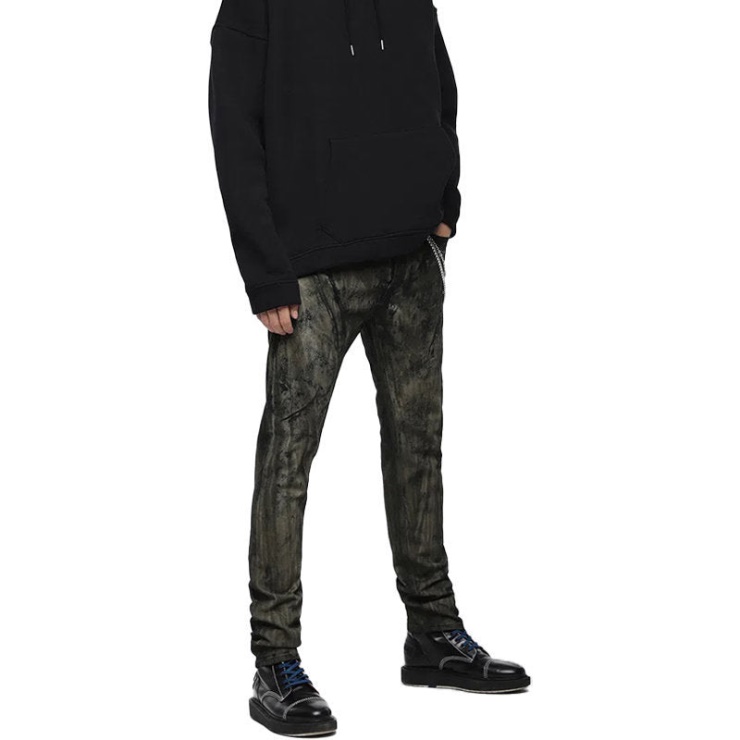 Buster 084zy Jeans En Denim Pour Homme Regular Coupe Fuselée Noir Vert Diesel