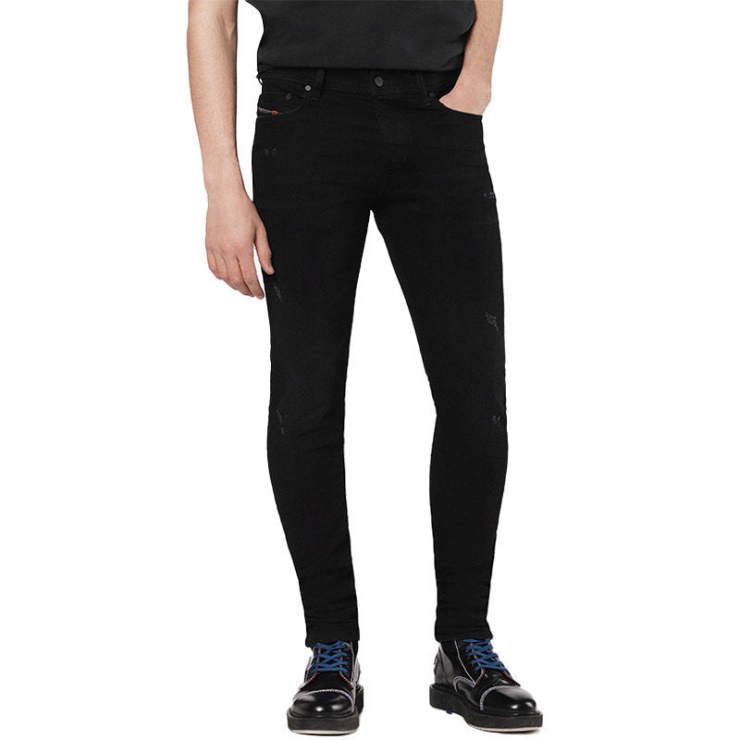 Tepphar 069ac Jeans En Denim Pour Hommes Coupe Slim Décontractée Pantalon Fuselé En Détresse Diesel