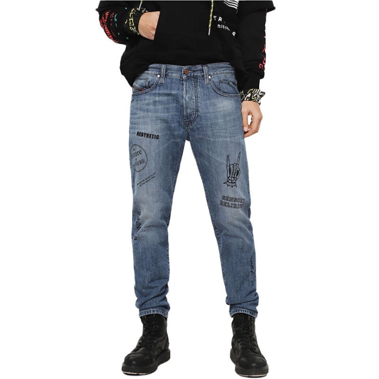 Mharky 0094d Jeans En Denim Pour Hommes Casual Slim Skinny Low Entrejambe Pantalon Diesel