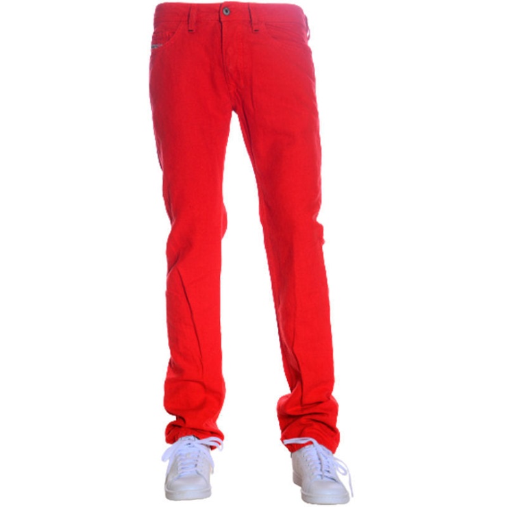 Jeans Homme Denim Regular Coupe Droite Pantalon Décontracté Pantalon Rouge Diesel