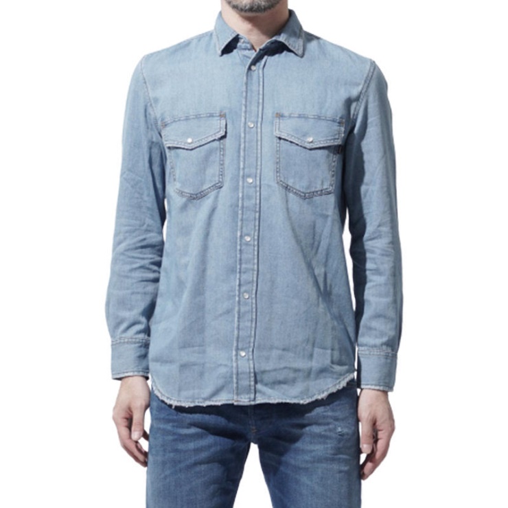 Diesel D Rooke 0easj Chemise En Jean Pour Hommes à Manches Longues Chemise En Coton Décontractée D'été