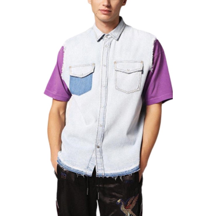 D Pauly Chemises En Jean Pour Hommes Sans Manches Casual Vintage Bleu Vêtements D'été Diesel