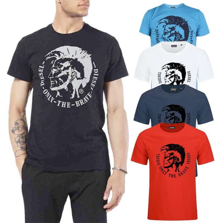 Diesel T Diego Fo Hommes T-shirts à Manches Courtes Col Rond Décontracté été Coton T-shirt Noir/marine/blanc/bleu/rouge
