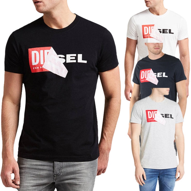 T Diego Qa T-shirt Homme Manches Courtes Col Rond Coupe Ajustée T-shirt Décontracté En Coton Diesel Gris/noir/blanc/marine