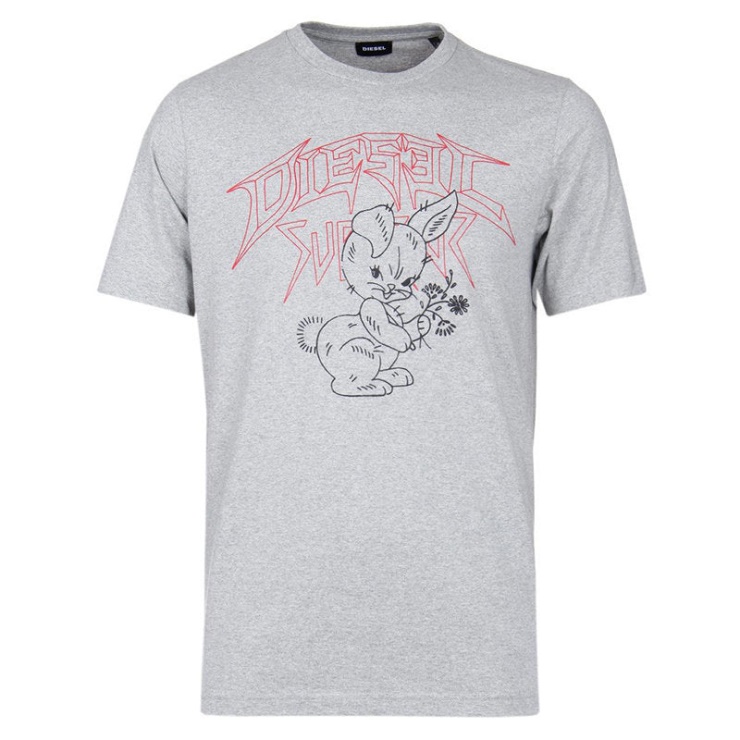 Diesel T Just W1 T-shirt Homme Manches Courtes Col Rond Décontracté Coton été T-shirt