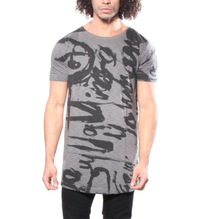 T Plus Long Ma Graphique Hommes T-shirt à Manches Courtes Col Rond été Coton Tee Diesel