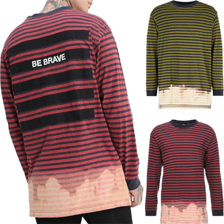 Diesel T Halo Hommes T-shirt Col Rond Décontracté Coton à Manches Longues T-shirts D'été