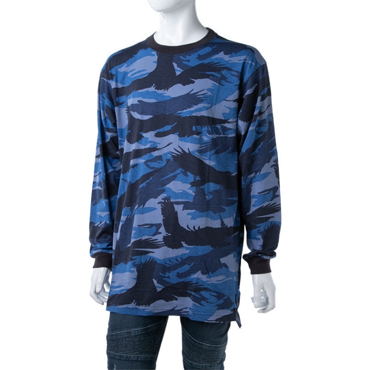 T Santa Ls Hommes T-shirt à Manches Longues Col Rond Coton Tee Casual Bleu Tops Diesel