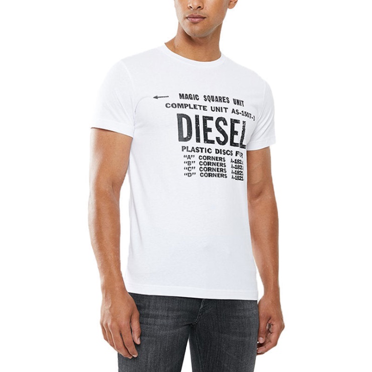 Diesel T Diego B6 T-shirt Homme Col Rond Manches Courtes T-shirt Décontracté En Coton Blanc
