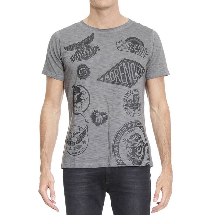 Diesel T Joe Dc Gf Hommes T-shirt à Manches Courtes Col Rond Décontracté Coton été T-shirt