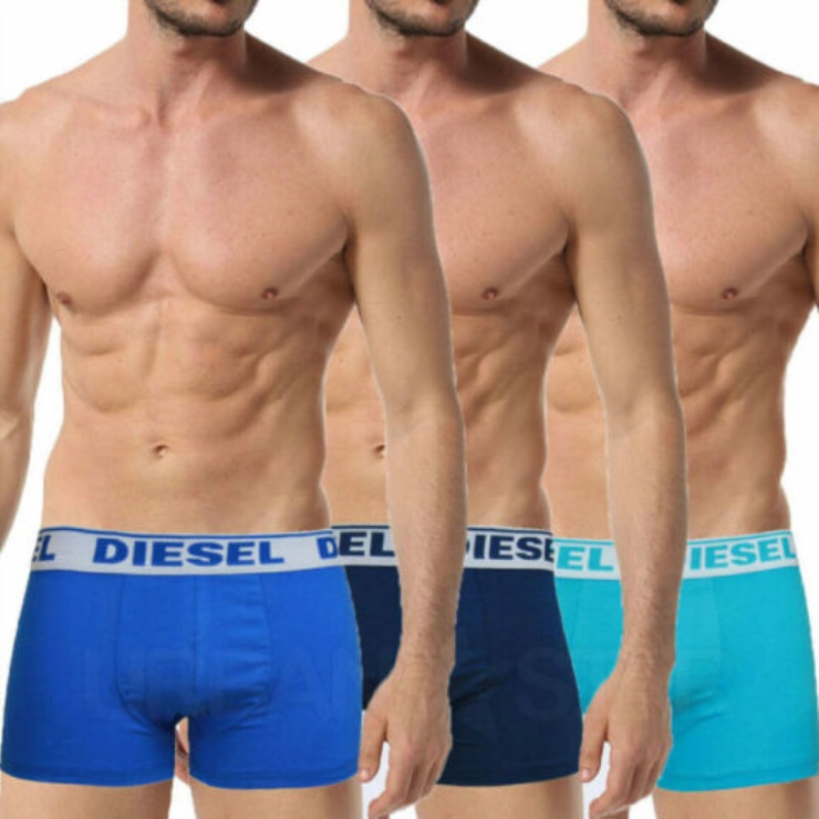 Frais & Lumineux Lot De 3 Caleçons Pour Homme Sous-vêtements En Coton Bleu Diesel