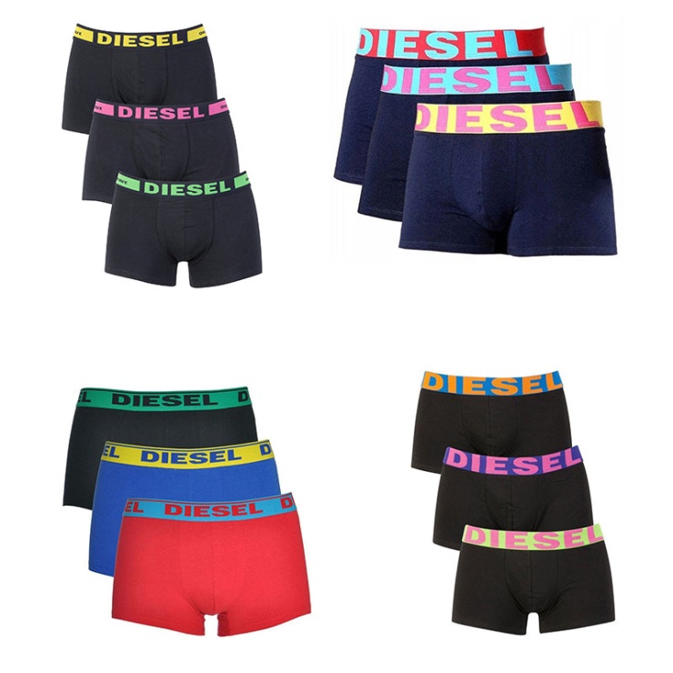 Caleçons Pour Hommes Diesel Sous-vêtements Pack De 3 Caleçons Pour Hommes De Haute Qualité Multicolore Bleu/rouge/noir