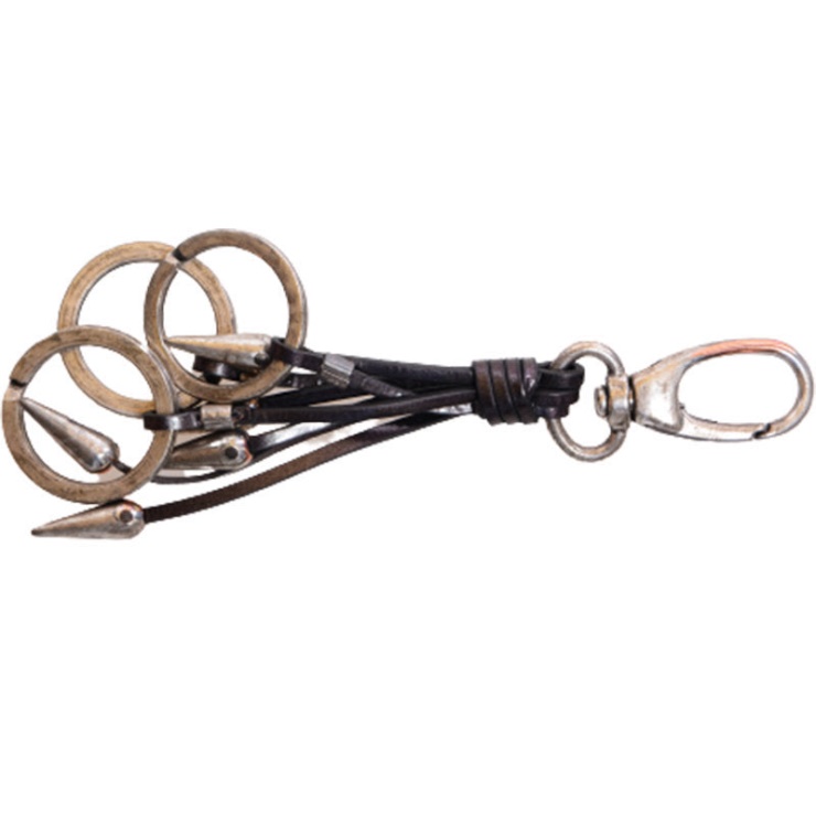 Diesel Abapo Porte-clés Homme Cuir De Vache Véritable Support En Métal Marron Porte-clés