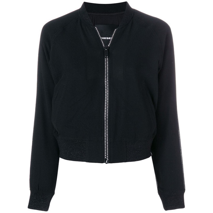 De Bruce L Blouson Aviateur Femme Matelassé Varsity Veste Hiver Noir Manteau Diesel