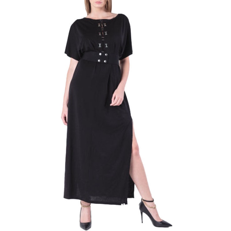 D Alba Robe Longue Femme Col Rond Maxi Metal Party Wear Top Ceinture Noir Diesel